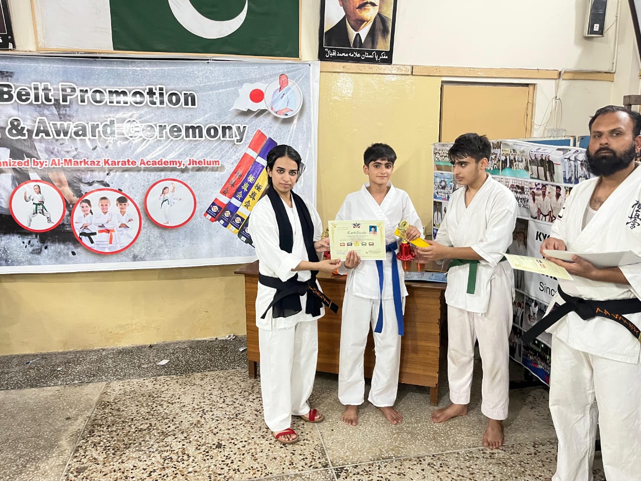 Student receiving belt